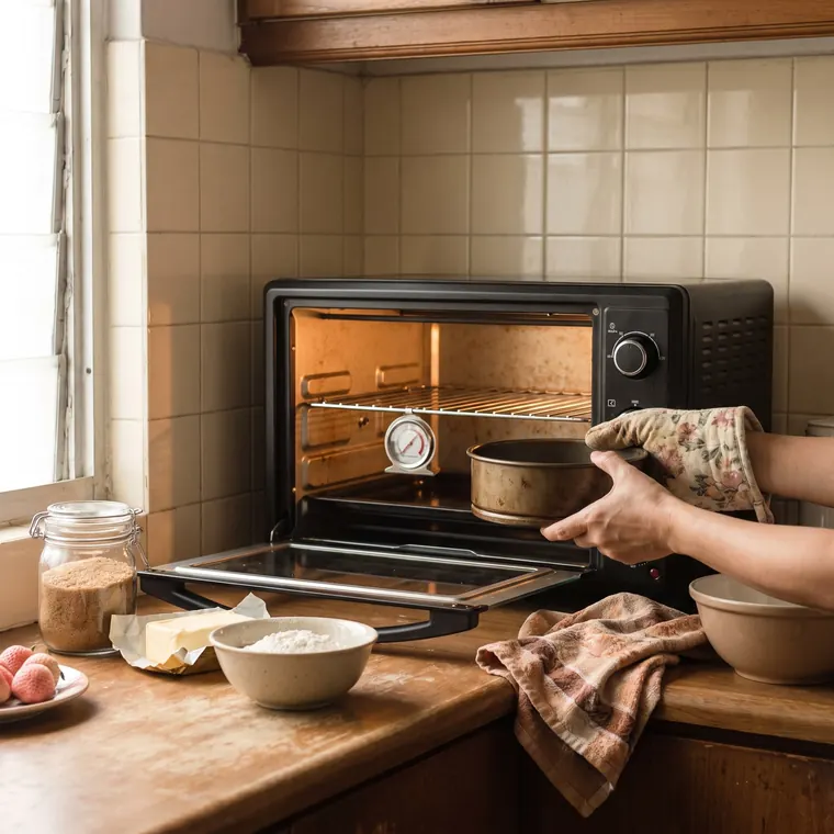 Oven toaster kecil di dapur rumah