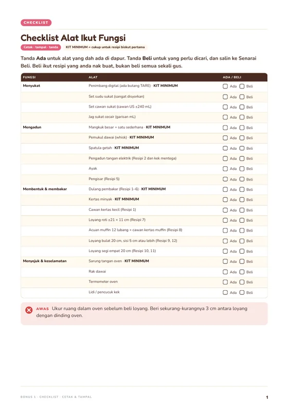 Checklist Peralatan dan Bahan cetak A4
